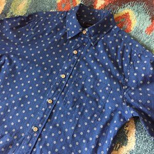 2013 J.Crew Slim Blue Polka Dot Button-Down Shirt